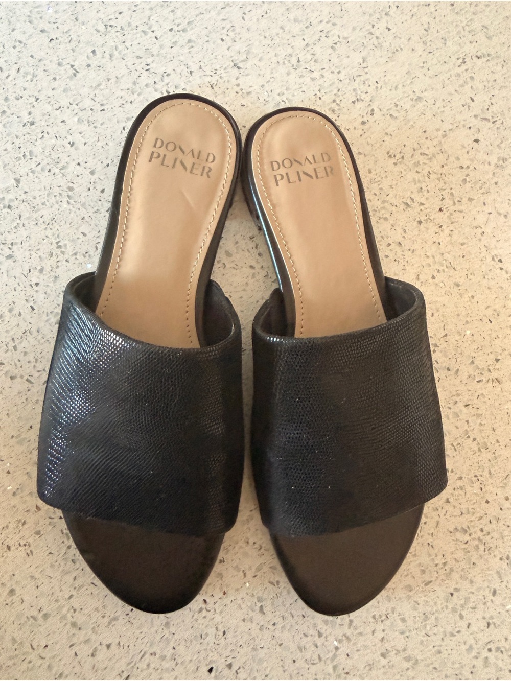 Donald J. Pliner Black Textured Slide Mules